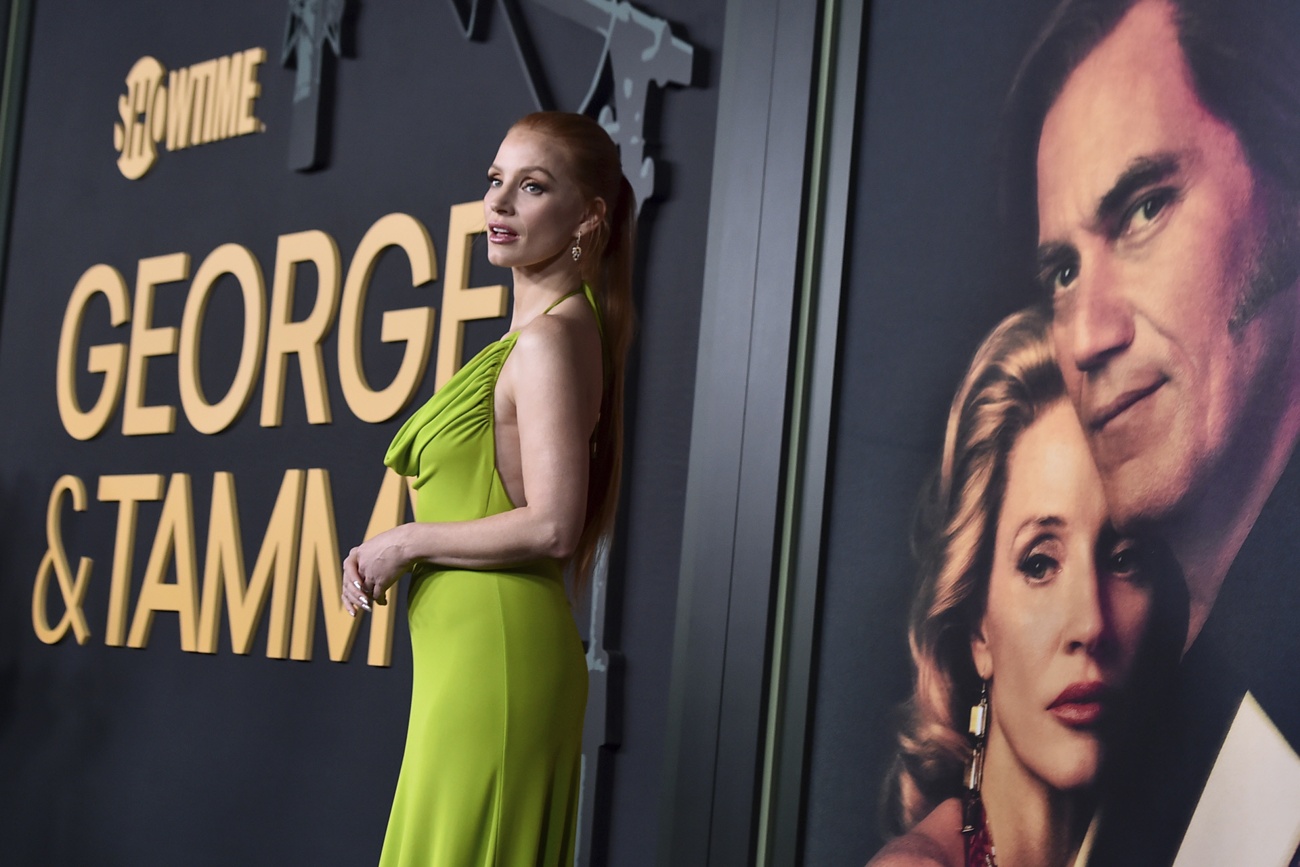 Jessica Chastain at the premiere of ''George and Tammy''. Jessica Chastain at the premiere of ''George and Tammy''.