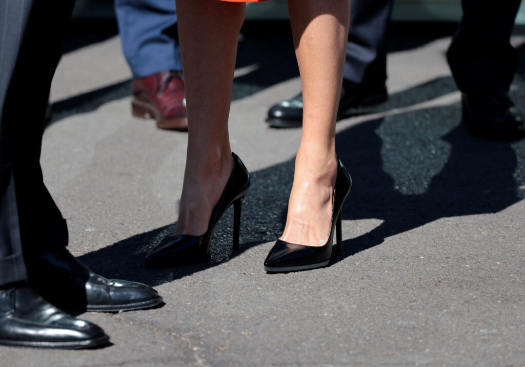 Queen Letizia on her arrival at the presentation of the Gold Medals for Merit in the Fine Arts 2021