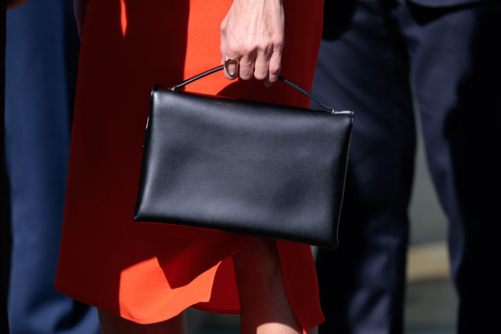 Queen Letizia on her arrival at the presentation of the Gold Medals for Merit in the Fine Arts 2021