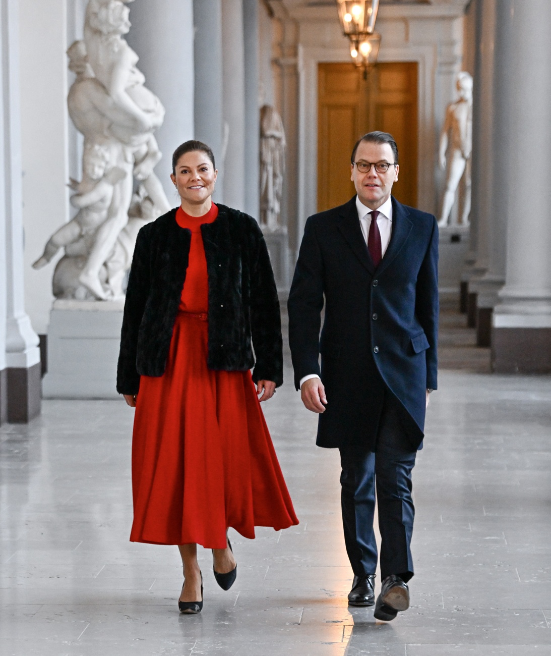 From an elegant red dress