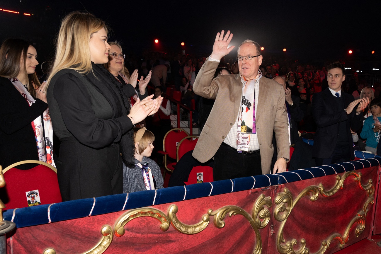 Albert of Monaco attends the 45th edition of the International Circus of Monte Carlo with his children