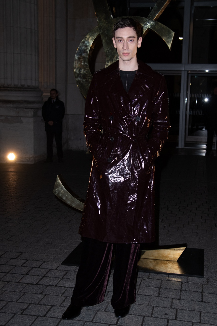Theodore Pellerin at the Saint Laurent show during Paris Fashion Week Theodore Pellerin at the Saint Laurent show during Paris Fashion Week