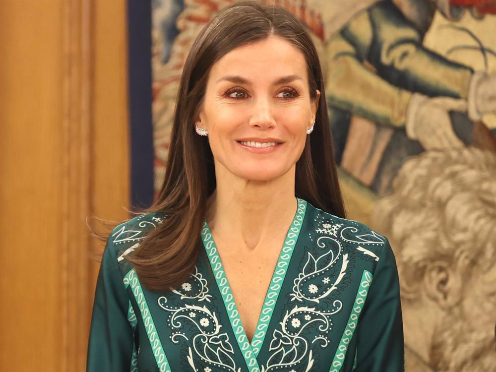La Reina Letizia, durante las audiencias que ha presidido junto a Don Felipe en el Palacio de La Zarzuela La