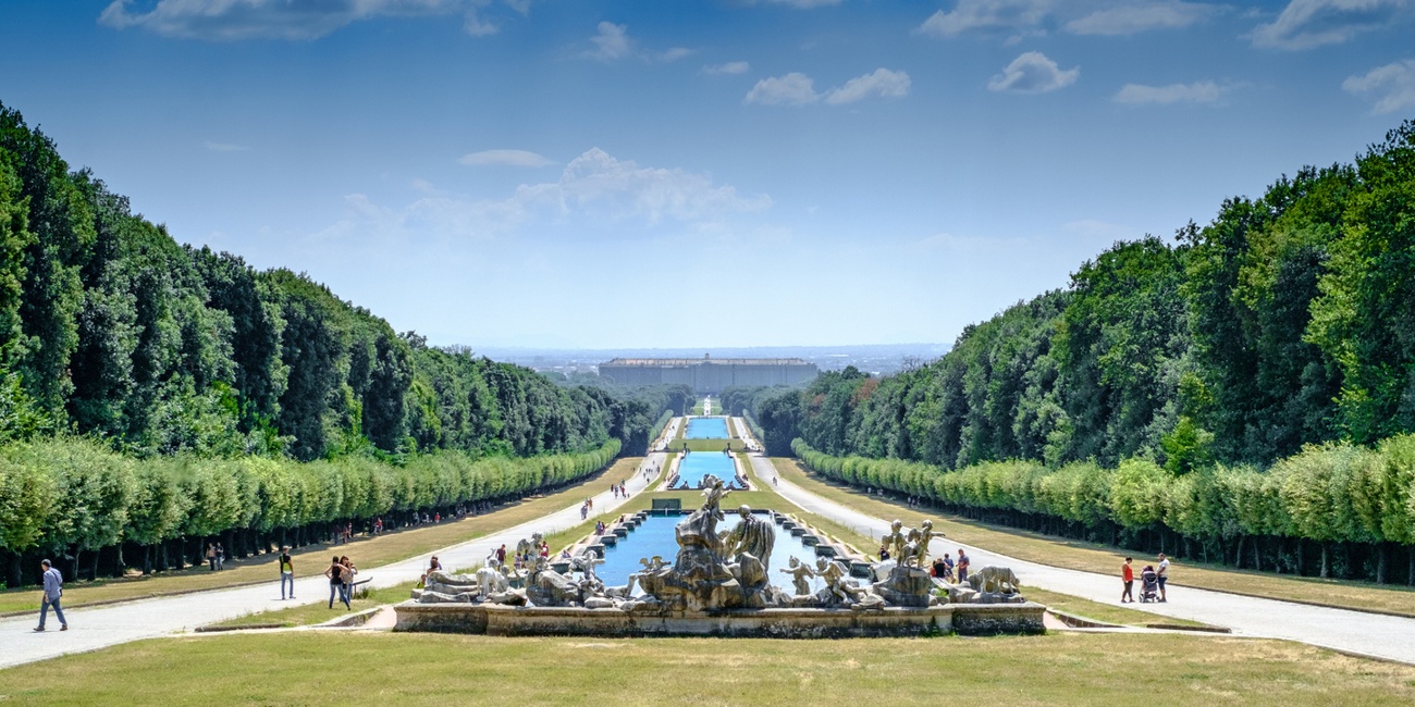 18th century royal palace of Caserta with the park, the Vanvitelli aqueduct and the complex of San Leucio (Italy)