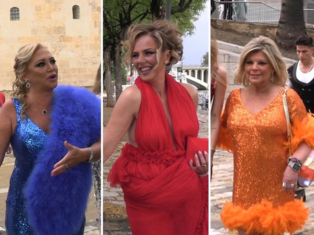 Belén Esteban, Rocío Carrasco y Terelu Campos, a su llegada a la preboda de Raúl Prieto y Joaquín Torres Belén
