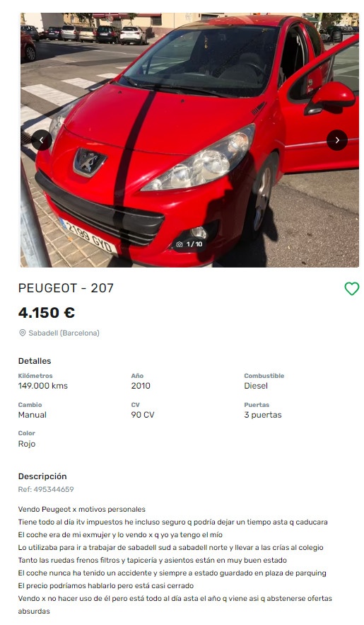 Vende el coche de tu ex