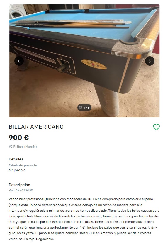 Un billar que ocupa espacio Un billar que ocupa espacio